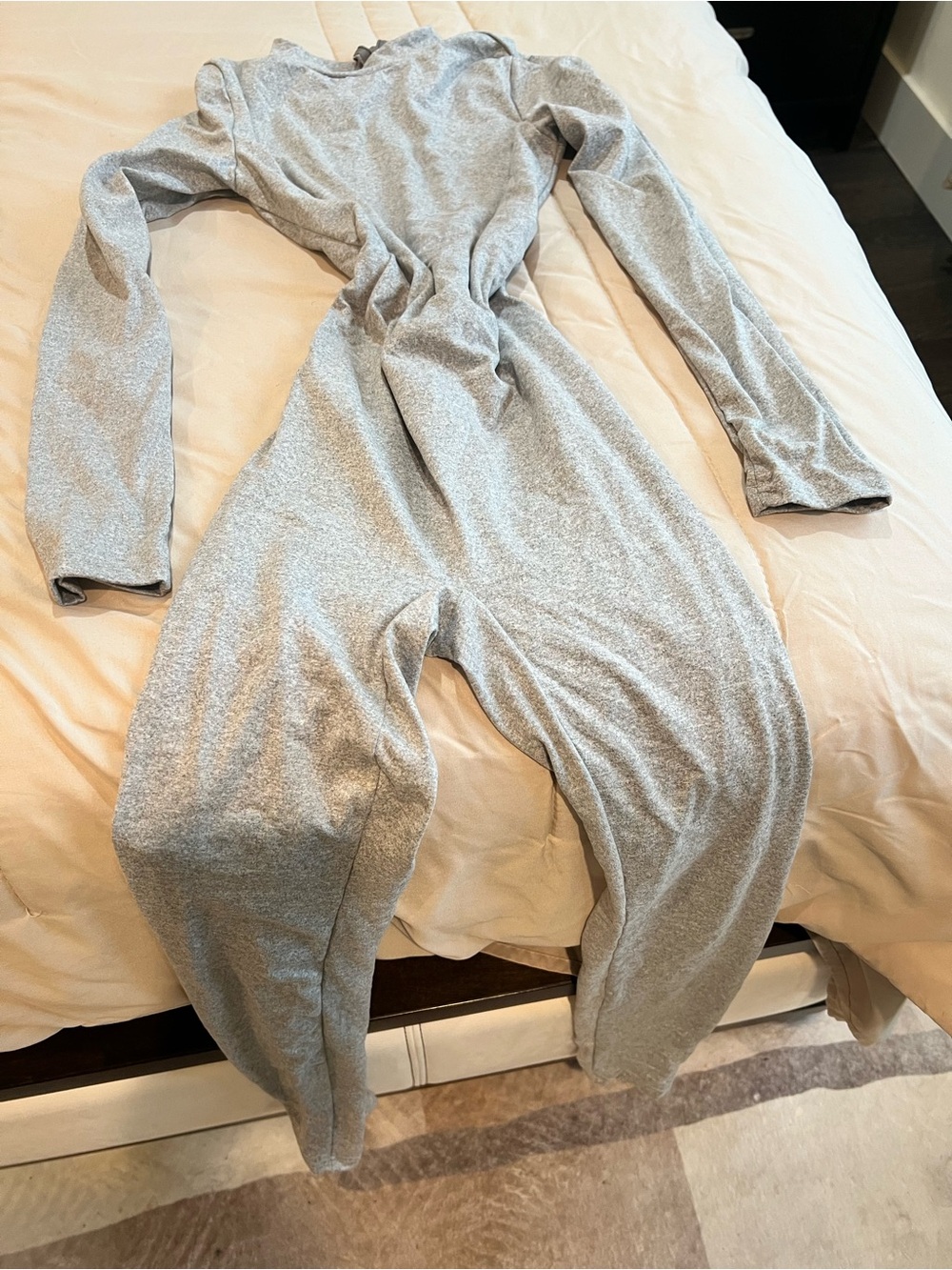 Heather Gray Long Sleeve Jumpsuit - Picture 2 of 5